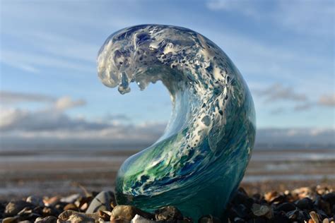 Art Glass Blown Barrel Wave Sea Life And Ocean Nature Sculptglass