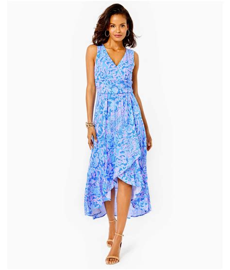 Lilly Pulitzer Womens Moana Wrap Maxi Dress In Blue Size 2xs Sea What