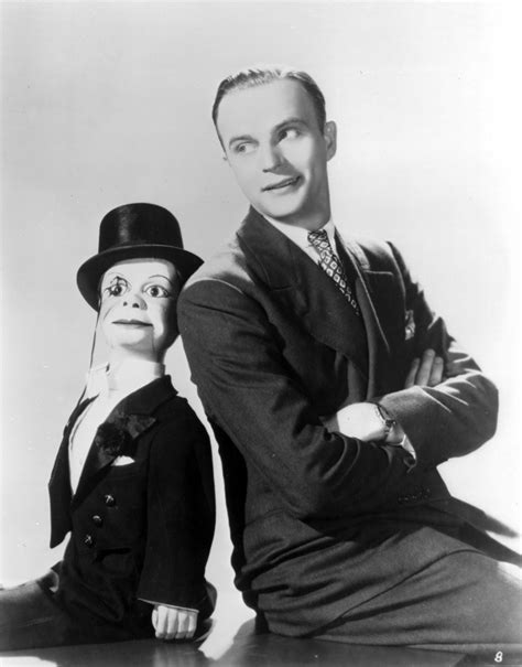 Edgar Bergen Leaning In Black Suit With Puppet Photo Print Item