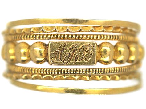 Georgian 18ct Gold Puzzle Ring With Monogram 234g The Antique