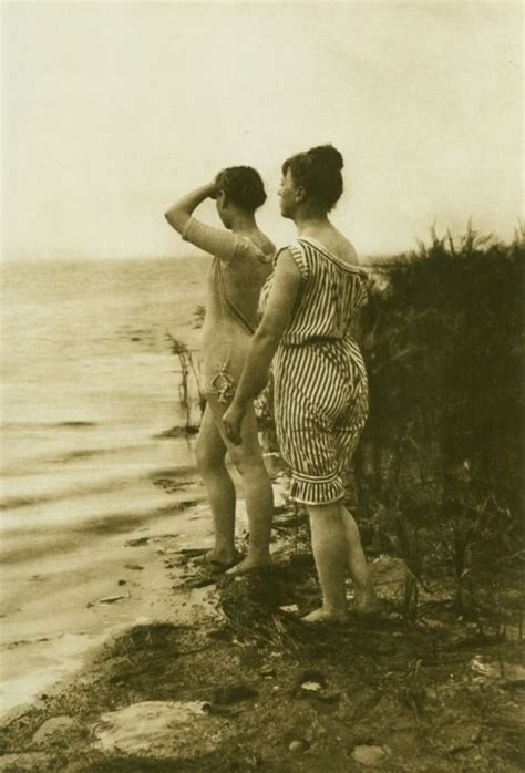 An Interesting Photograph Of German Women At A North Sea Beach Wearing