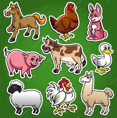 Premium Vector Farm Animals Cartoon Set