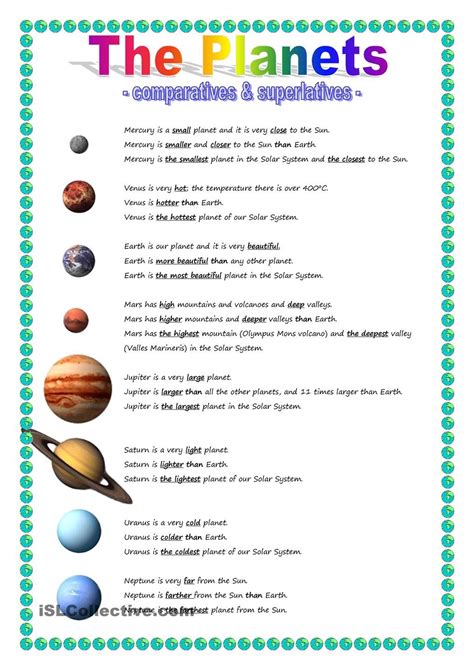 The Planets Comparative And Superlative Solar System