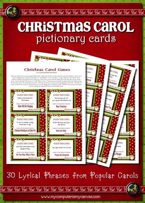 Darling Printable Christmas Carol Pictionary Game 30 Classic Christmas