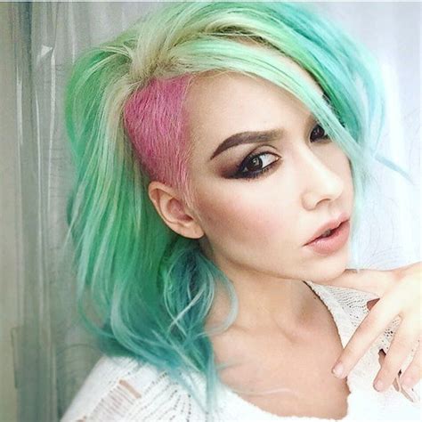 Mint Green Hair Color With Blue Hair And Pink Hair Color By Breanne