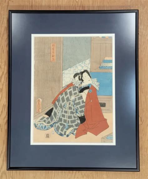 framed japanese ukiyo e woodblock prints utagawa kunisada vintage 19th