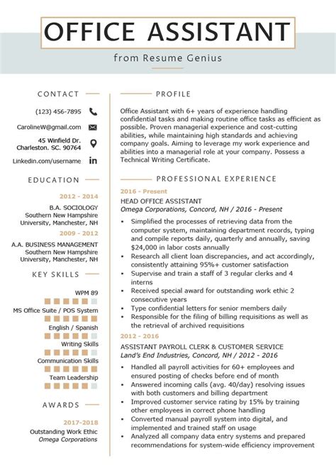 Attention to detail and strong work ethic critical. Office Assistant Resume Example & Writing Tips | Resume ...