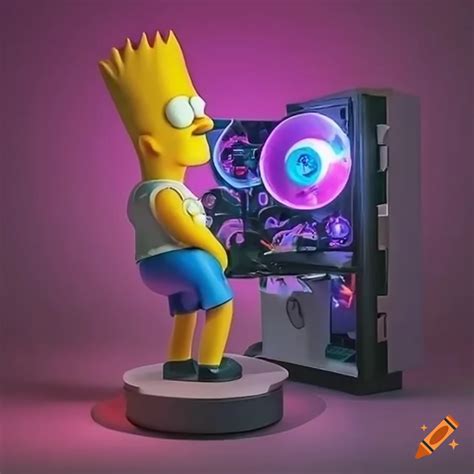 Bart Simpson Figurine On Gaming Pc Setup On Craiyon