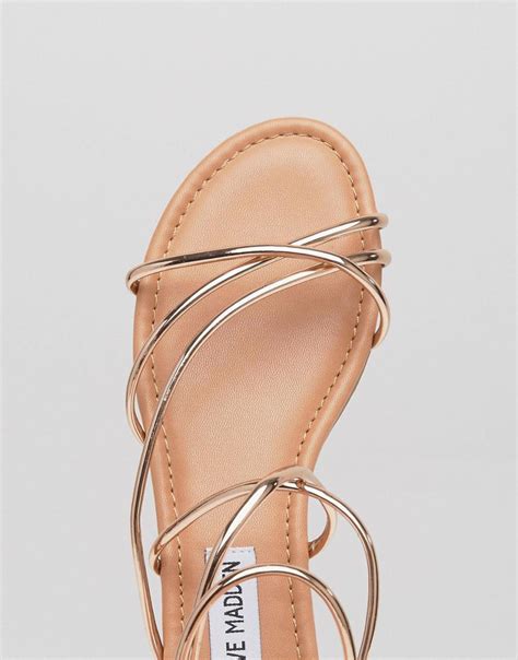 Steve Madden Sapphire Rose Gold Strappy Flat Sandals In Metallic Lyst