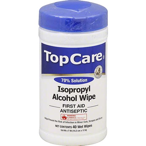 Top Care Isopropyl Alcohol First Aid Antiseptic Wipe 40 Ct Canister