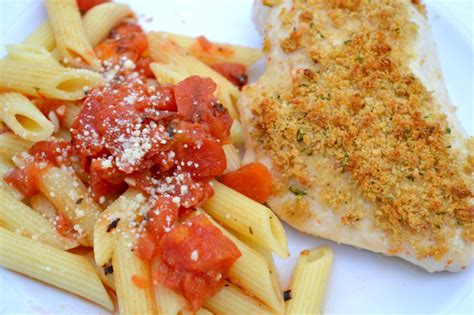 Oven Parmesan Chicken With Penne Marinara Miss Frugal Mommy