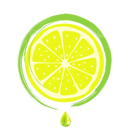 Lemon Slice Illustration With Juice Drop For Summer Refreshing Lemon