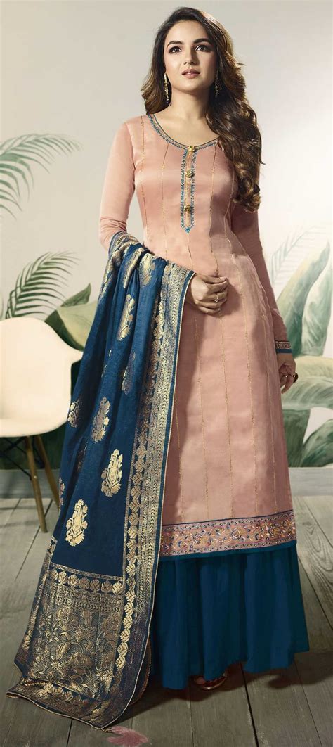 1564870 Bollywood Pink And Majenta Color Satin Silk Fabric Salwar Kameez