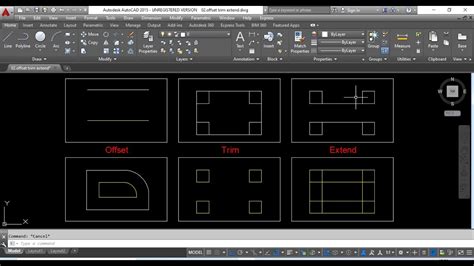 Auto Cad Complete Tutorial For Beginners 02 Offset Trim Extend Youtube