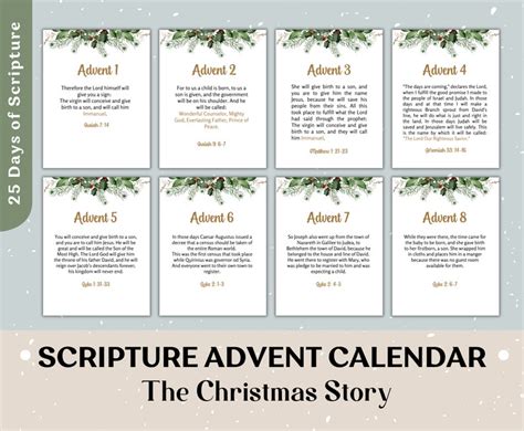 Scripture Advent Calendar For Printable Christmas Countdown Etsy