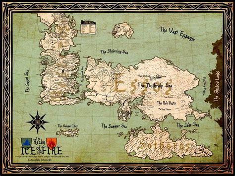 World Map Westeros Essos Game Of Thrones 32x24 Print Poster