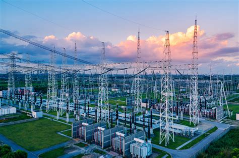 Aerial View Of A High Voltage Substation Stock Photo Download Image
