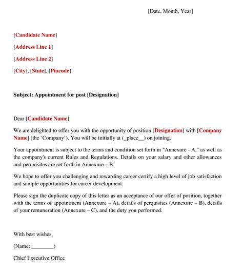 Download Appointment Letter Format In Word And Pdf Corpseed