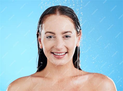 Premium Photo Shower Water And Portrait Of A Happy Woman In A Studio