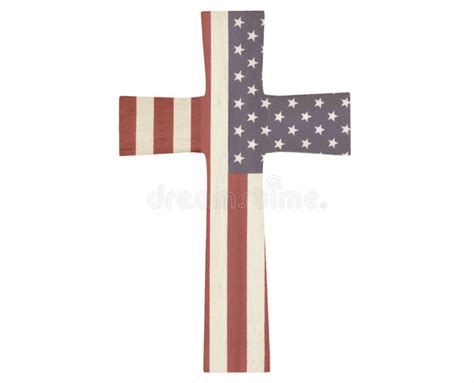 Wooden Cross With An American Flag Overlay Stock Image Image Of