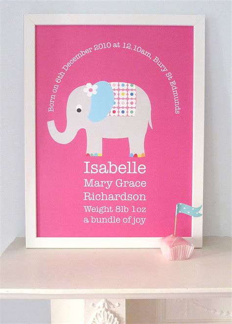 Personalised Pink Elly Art Print By Toby Tiger