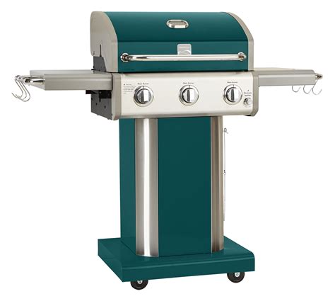 Kenmore 3 Burner Gas Grill With Foldable Side Shelves Teal