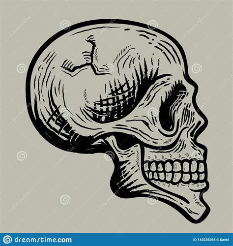 Happy Halloween. Retro Vintage Skull Vector Illustration Stock Vector ...