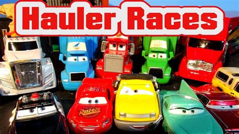 Pixar Cars Mack The Haulers Racing In Radiator Springs Race Track With