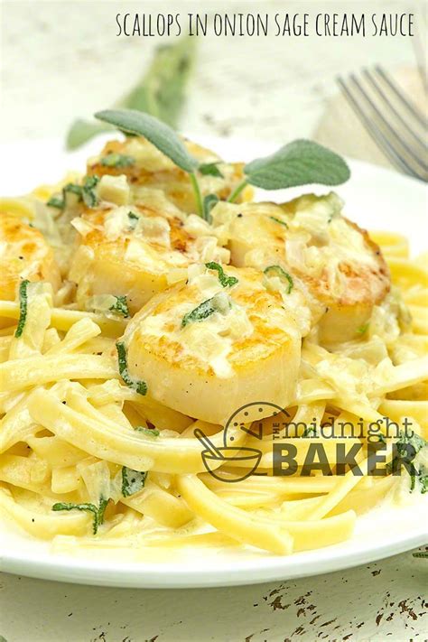 Season the pork with salt and pepper. Scallops in Onion Sage Cream Sauce - The Midnight Baker