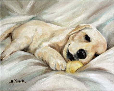 Mary Sparrow Yellow Labrador Retriever Labs Dog Puppy Oil Painting