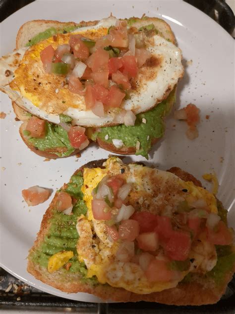 Avocado Toast Qnd Egg With Seasonings And Pico De Gallo Dining And Cooking