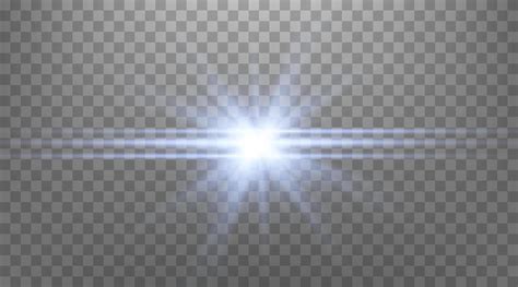 Blue Horizontal Lens Flare Isolated On Transparent Background Sun