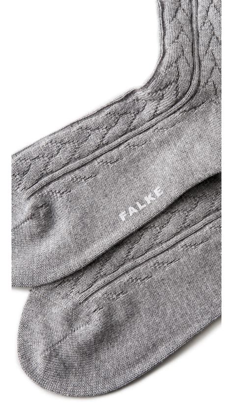 Lyst Falke Striggings Cable Knit Knee High Socks Grey In Gray