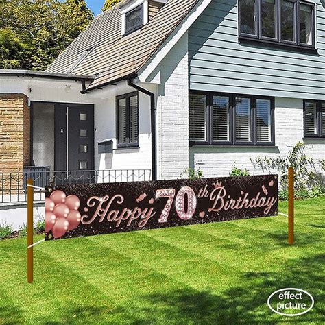 Large 70th Birthday Banner Backdrop Decorations For Women Rose Etsy