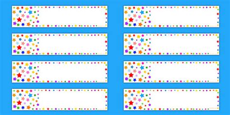 Multicoloured Stars Editable Gratnell Tray Labels Label