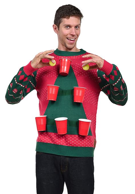 Mens Beer Pong Tipsy Elves Ugly Christmas Sweater