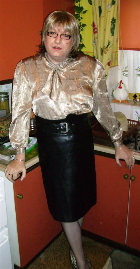 Gold Satin Blouse Black Leather Skirt Standing A Photo On Flickriver