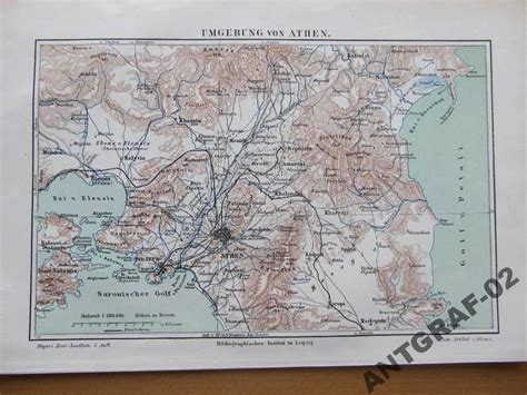 Ateny Okolice Grecja Stara Mapa R Oficjalne