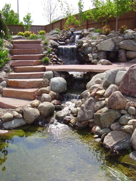 Submersed in your pond or water feature the sound is muffled even further, . 75 Relaxing Garden And Backyard Waterfalls - DigsDigs