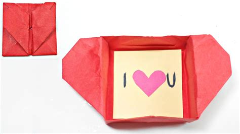 Origami Valentine Love Heart Box And Envelope Secret Message For