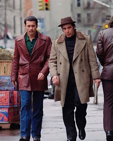 Johnny Depp And Al Pacino On Set Of Donnie Brasco 1997 Donnie Brasco Johnny Depp Al Pacino