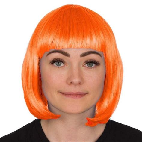Bob Orange Wig Halloween Pumpkin Witch Ladies Vibrant Wig Fancy Dress Ebay