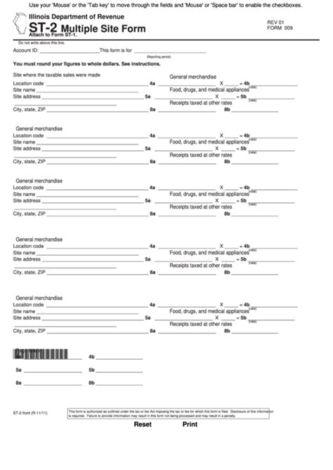 Fillable Form St 2 Multiple Site Form 2001 Printable Pdf Download