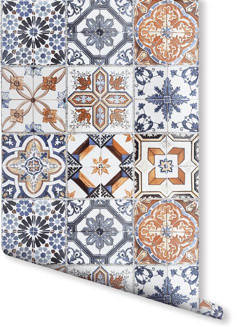 Mixed Vintage Tile Wallpaper | Vintage tile, Tile ...