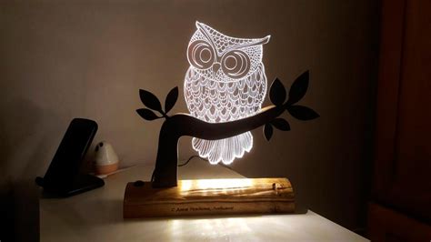 3d Illusion File For Owl Acrylic Laser Engraving Dxf Cdr