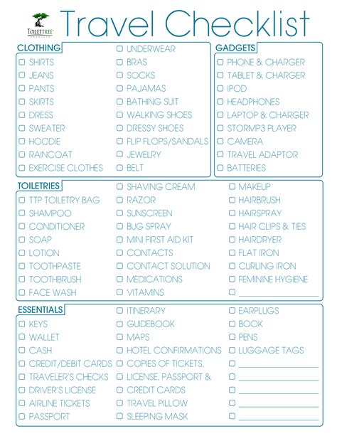 vacation list template