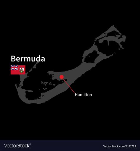 Detailed Map Of Bermuda And Capital City Hamilton Vector Image