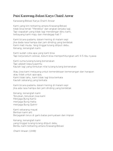 Puisi Karawang Bekasi Chairil Anwar