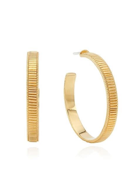 Anna Beck Large Ribbed Hoop Earrings Gold