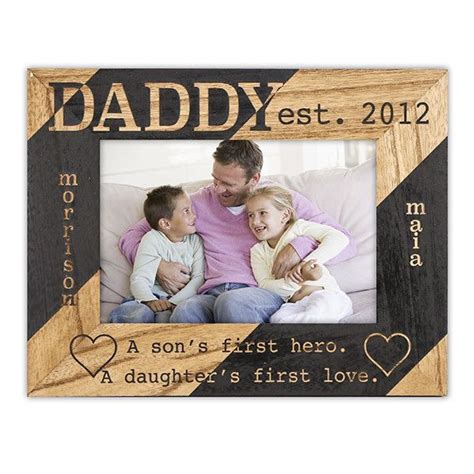 Dad Frame From Son And Daughter Personalized Engraved Daddy Picture